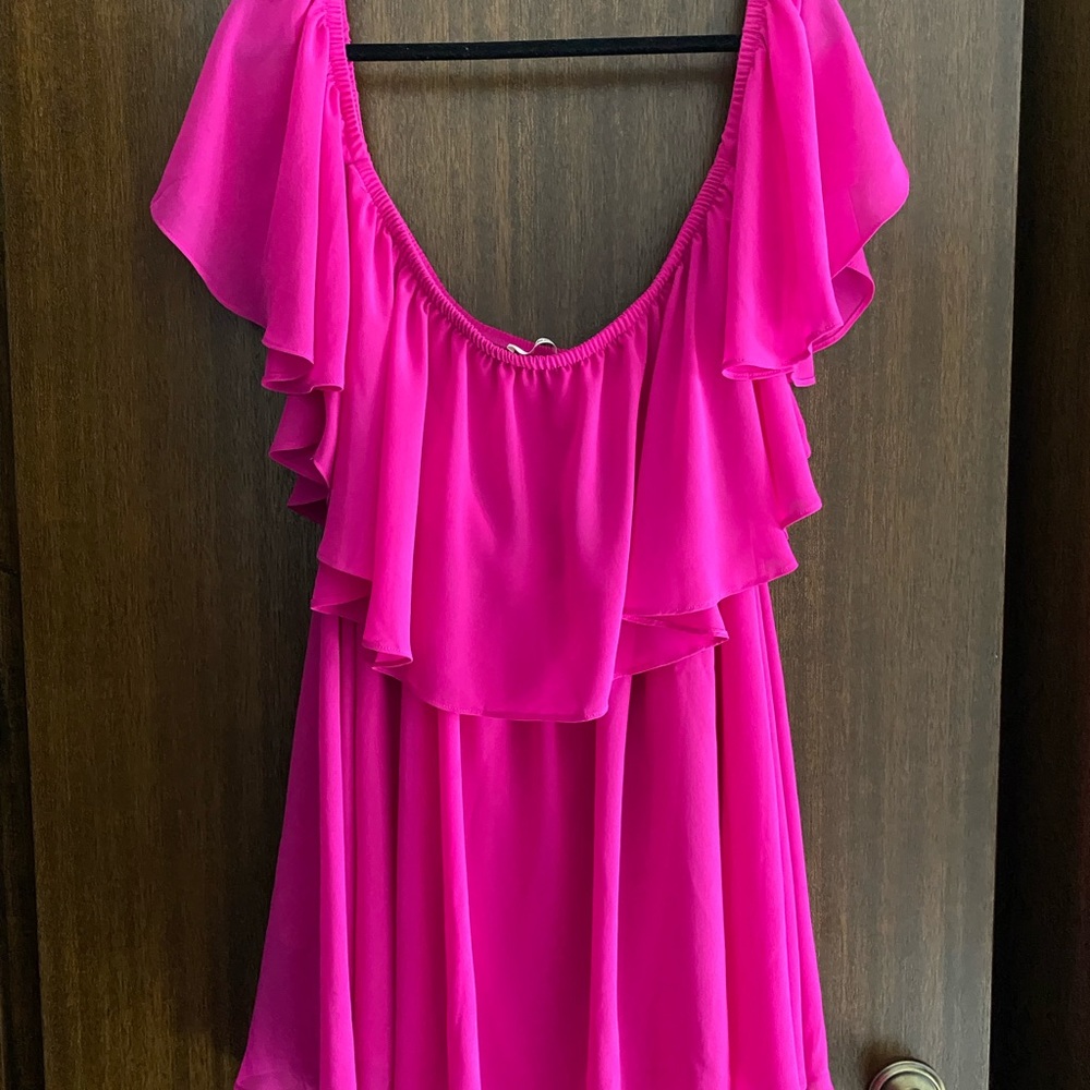 Hot Pink off the Shoulder dress